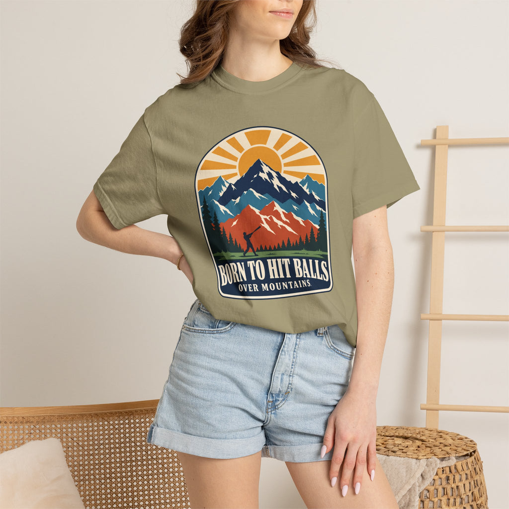 Born to Hit Balls Over Mountains T-Shirt — Unisex Vintage Mountain Comfort Colors Graphic Tee