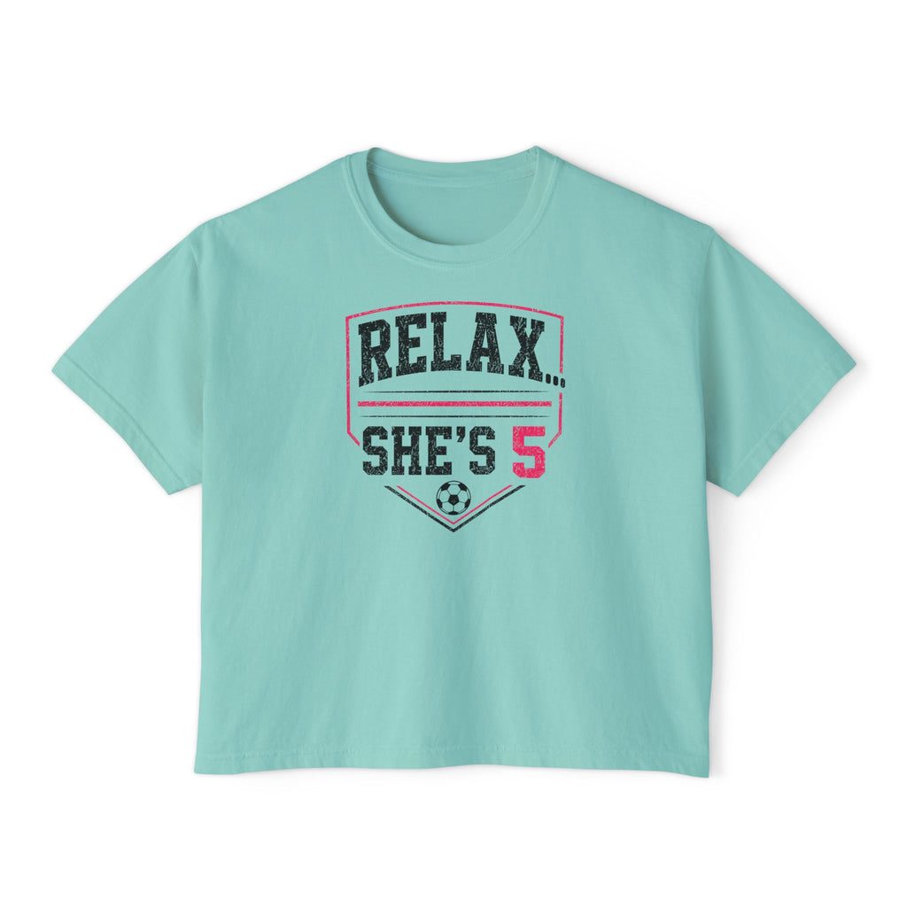 Relax She's 5 Soccer Graphic Women's Boxy Tee