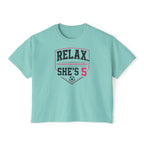 Relax She's 5 Soccer Graphic Women's Boxy Tee