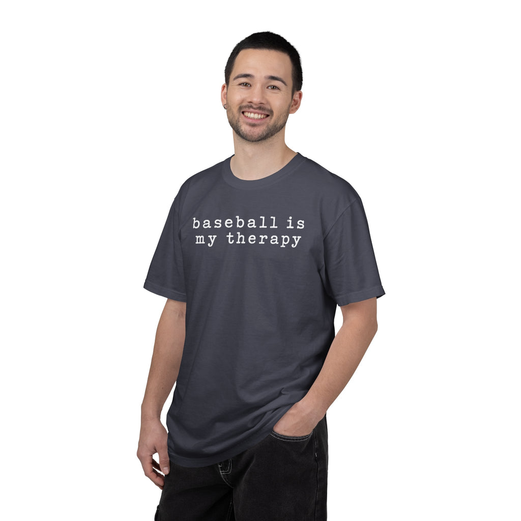 Adult Unisex "baseball is my therapy" Comfort Colors Garment-Dyed T-shirt
