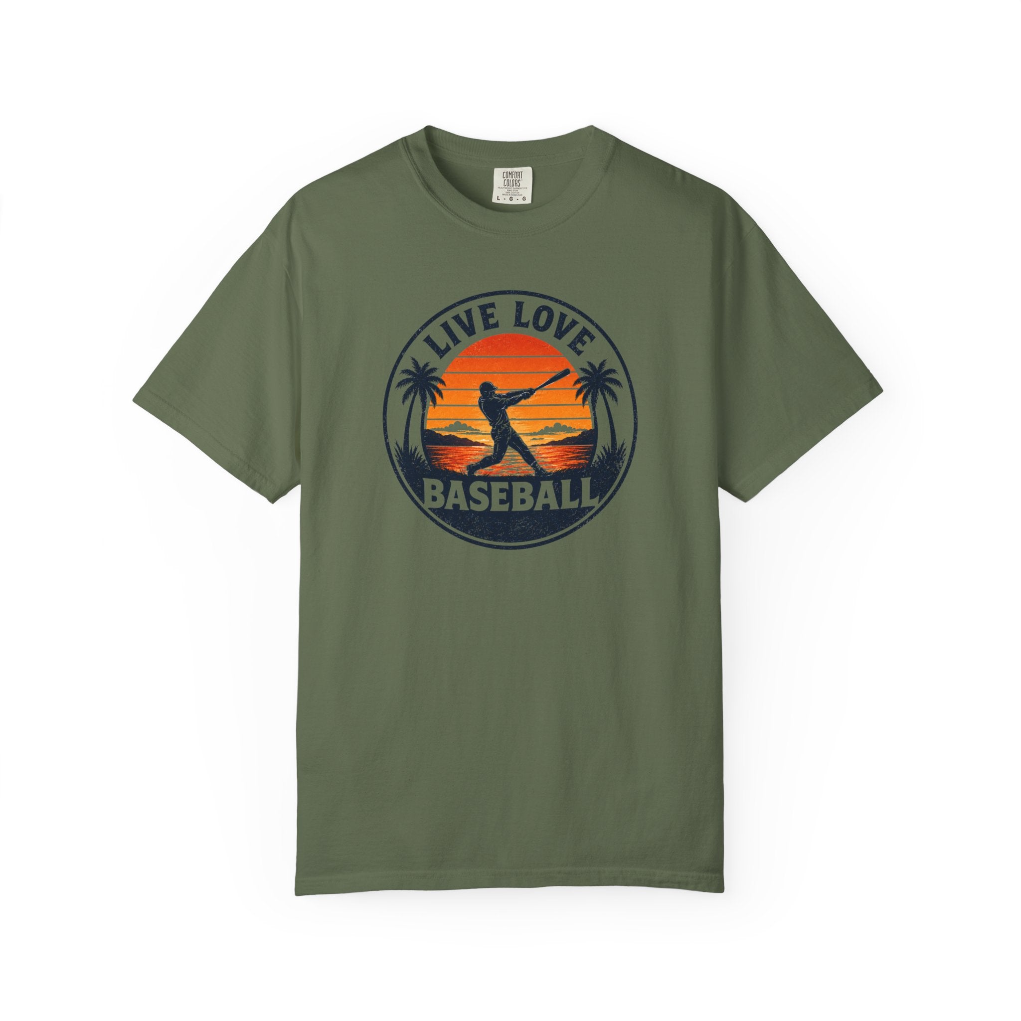 Live Love Baseball T-Shirt — Vintage Sunset Baseball Tee