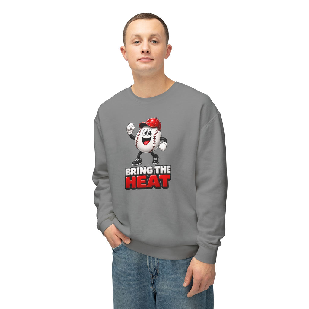 Unisex Adult 'Bring The Heat' Baseball Sweatshirt — Cute Mascot Crewneck for Fans