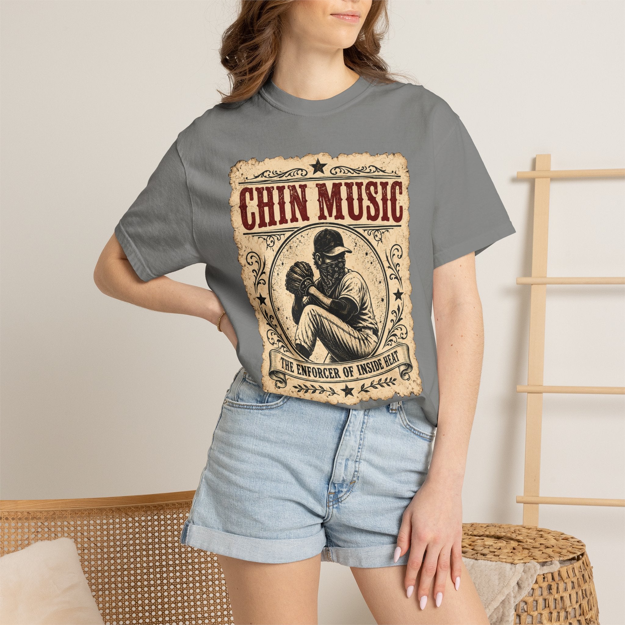 Adult Unisex "Chin Music Enforcer of Heat" Baseball Pitchers Comfort Colors Garment-Dyed T-shirt