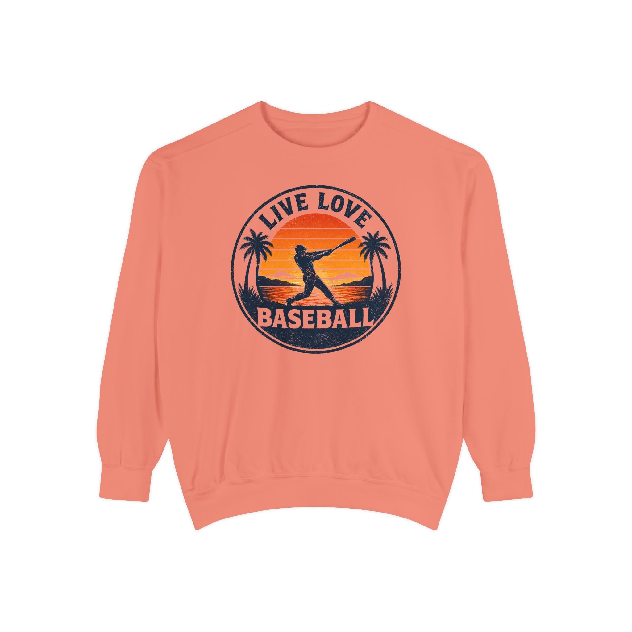 Baseball Unisex Sweatshirt - "Live Love Baseball" Vintage Sunset Crewneck