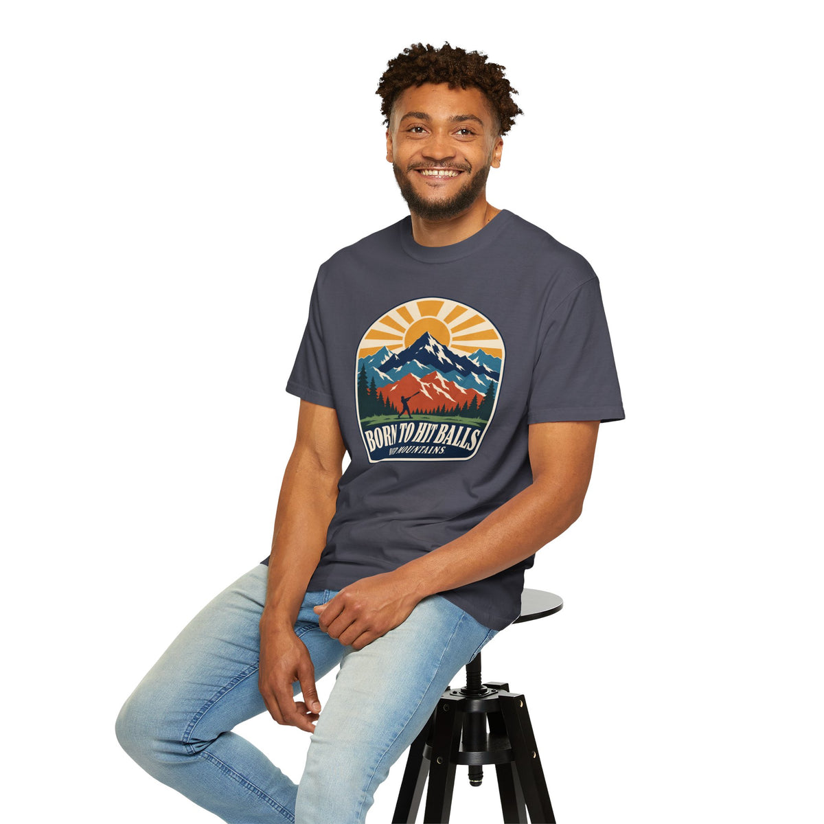 Born to Hit Balls Over Mountains T-Shirt — Unisex Vintage Mountain Comfort Colors Graphic Tee