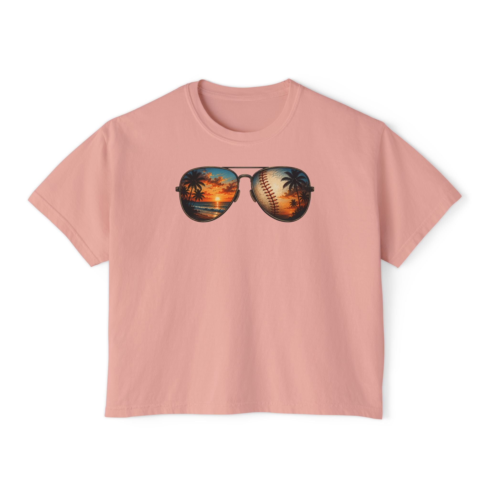 Sunglasses Sunset Baseball Women's Boxy Tee