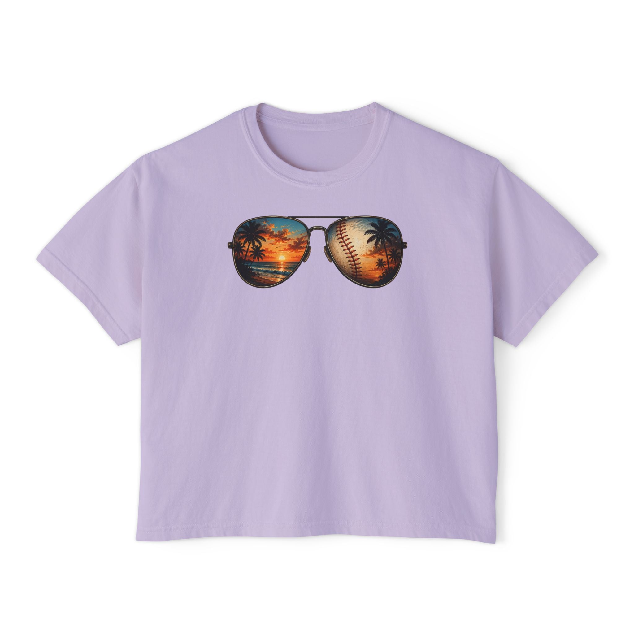 Sunglasses Sunset Baseball Women's Boxy Tee