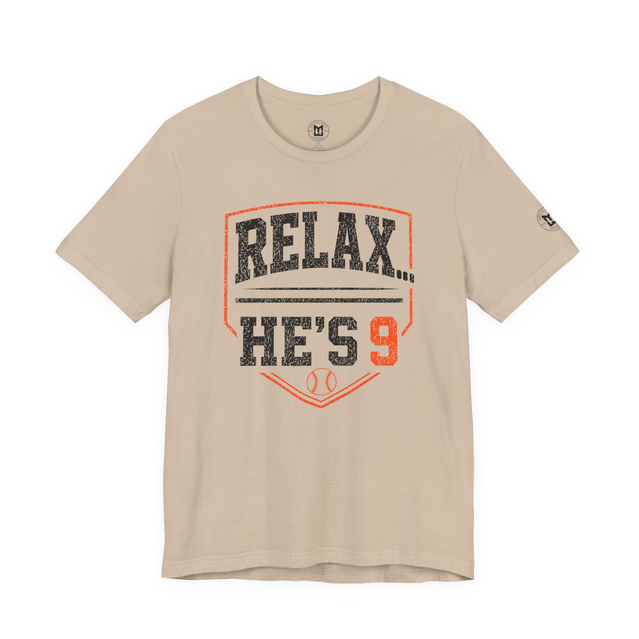 Relax… He's 9 Baseball Parent Tee _ Okstate Orange