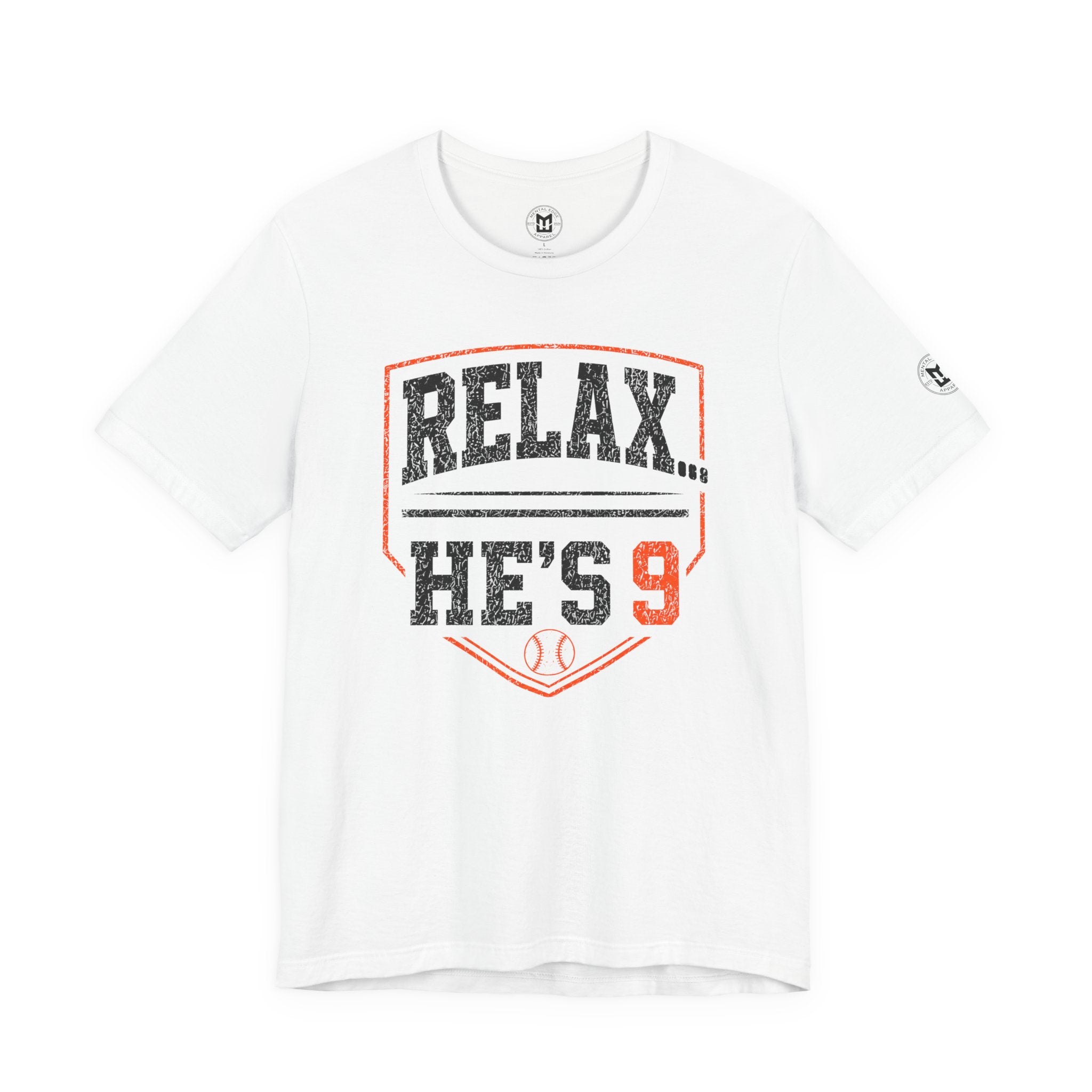 Relax… He's 9 Baseball Parent Tee _ Okstate Orange