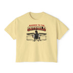Banned to the Outfield Women's Boxy Tee – Baseball Mom/Fan Graphic Shirt