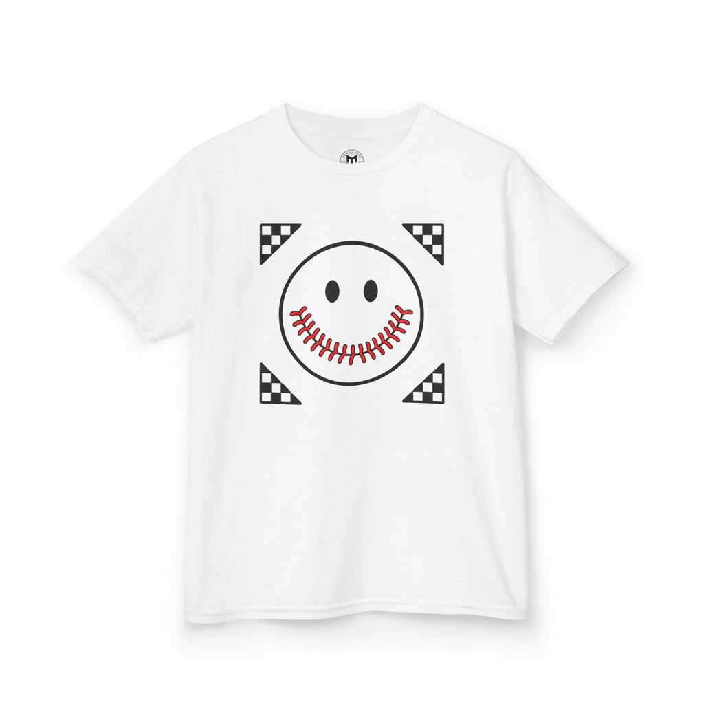 Kids T-Shirt — "Smily Baseball Seams Face" Baseball Tee