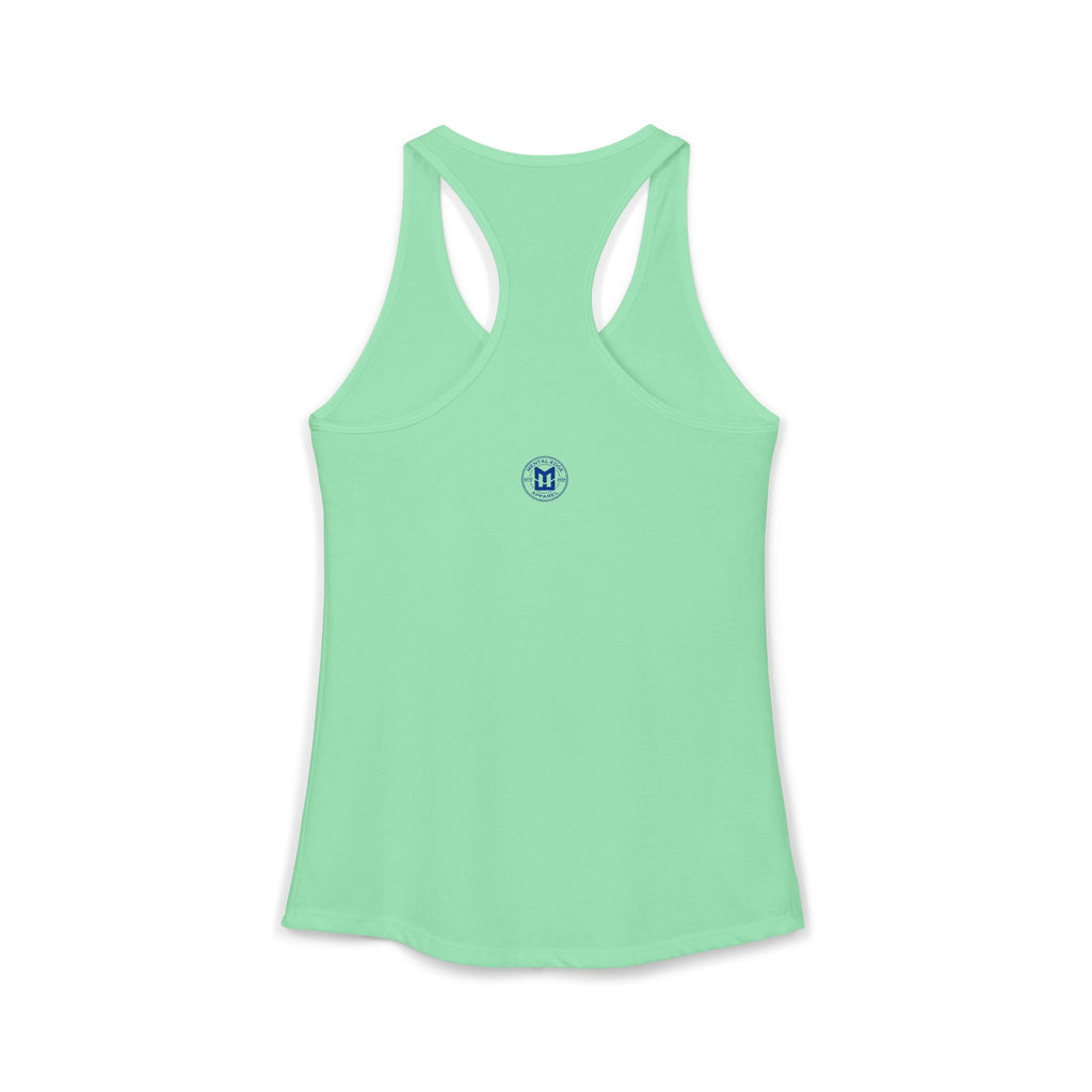 Relax He's 7 Baseball Mom Racerback Tank - Blue
