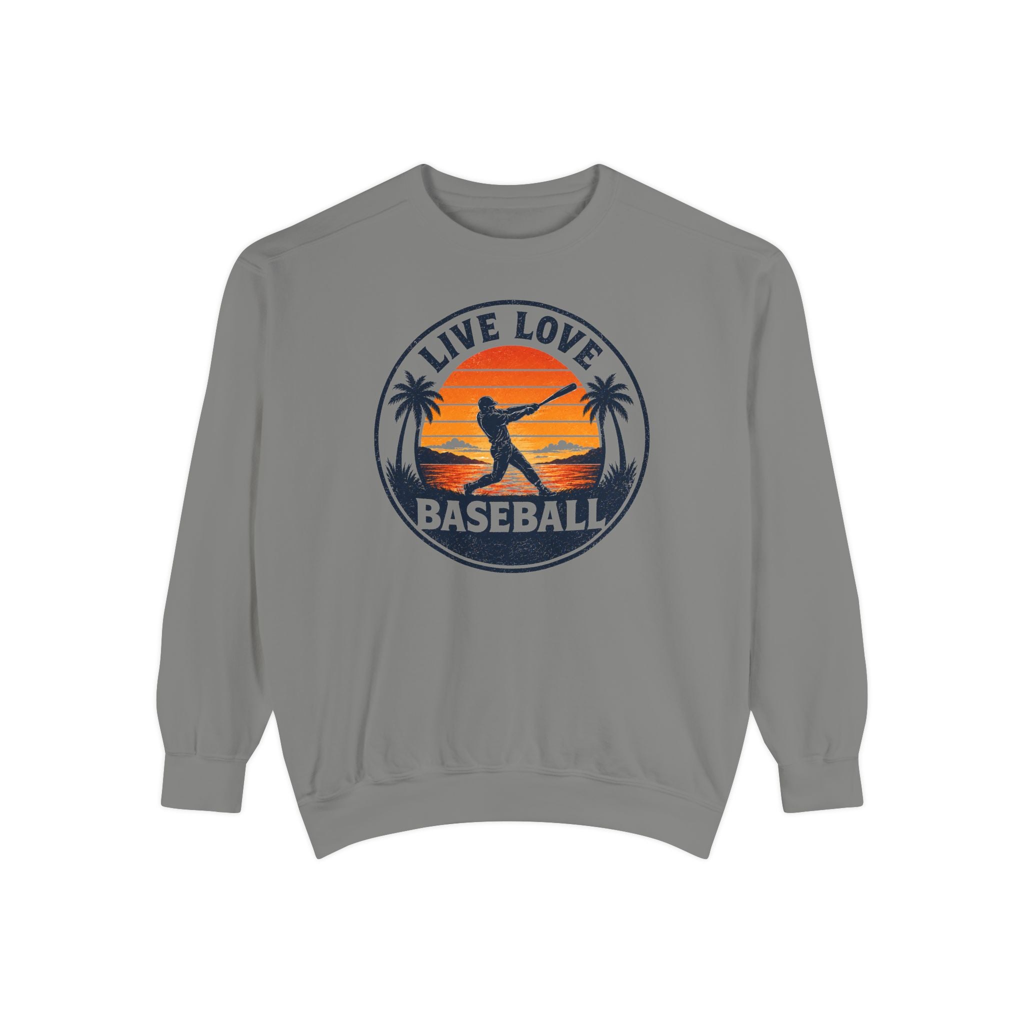 Baseball Unisex Sweatshirt - "Live Love Baseball" Vintage Sunset Crewneck