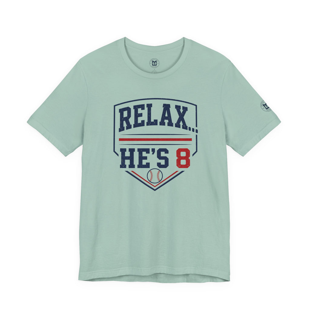 Relax...He's 8 Parents Baseball T-Shirt - Navy Red
