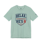 Relax...He's 8 Parents Baseball T-Shirt - Navy Red