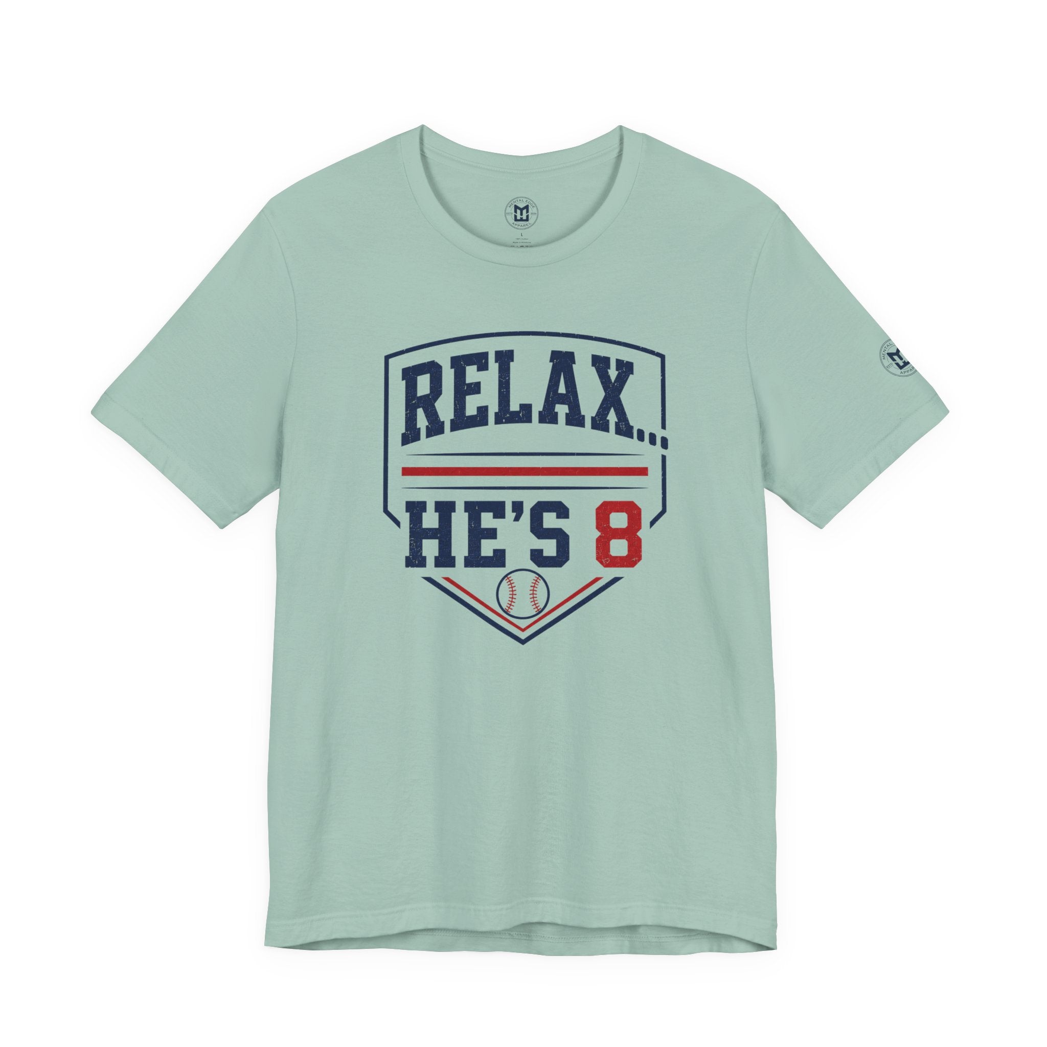 Relax...He's 8 Parents Baseball T-Shirt - Navy Red