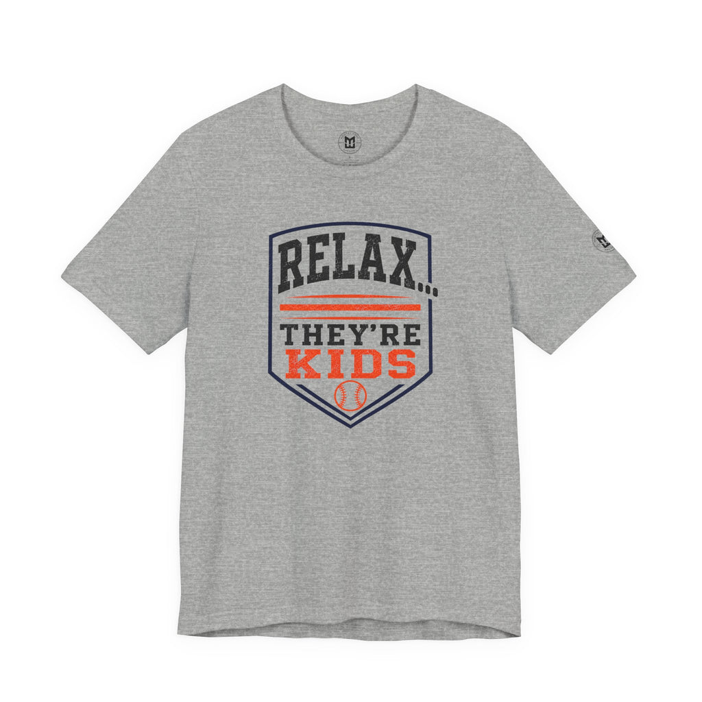 Relax They're Kids Baseball Parent T-Shirt — Black Orange