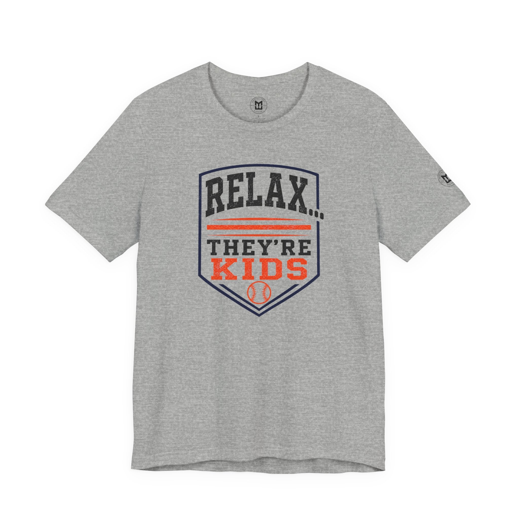 Relax They're Kids Baseball Parent T-Shirt — Black Orange