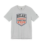 Relax They're Kids Baseball Parent T-Shirt — Black Orange