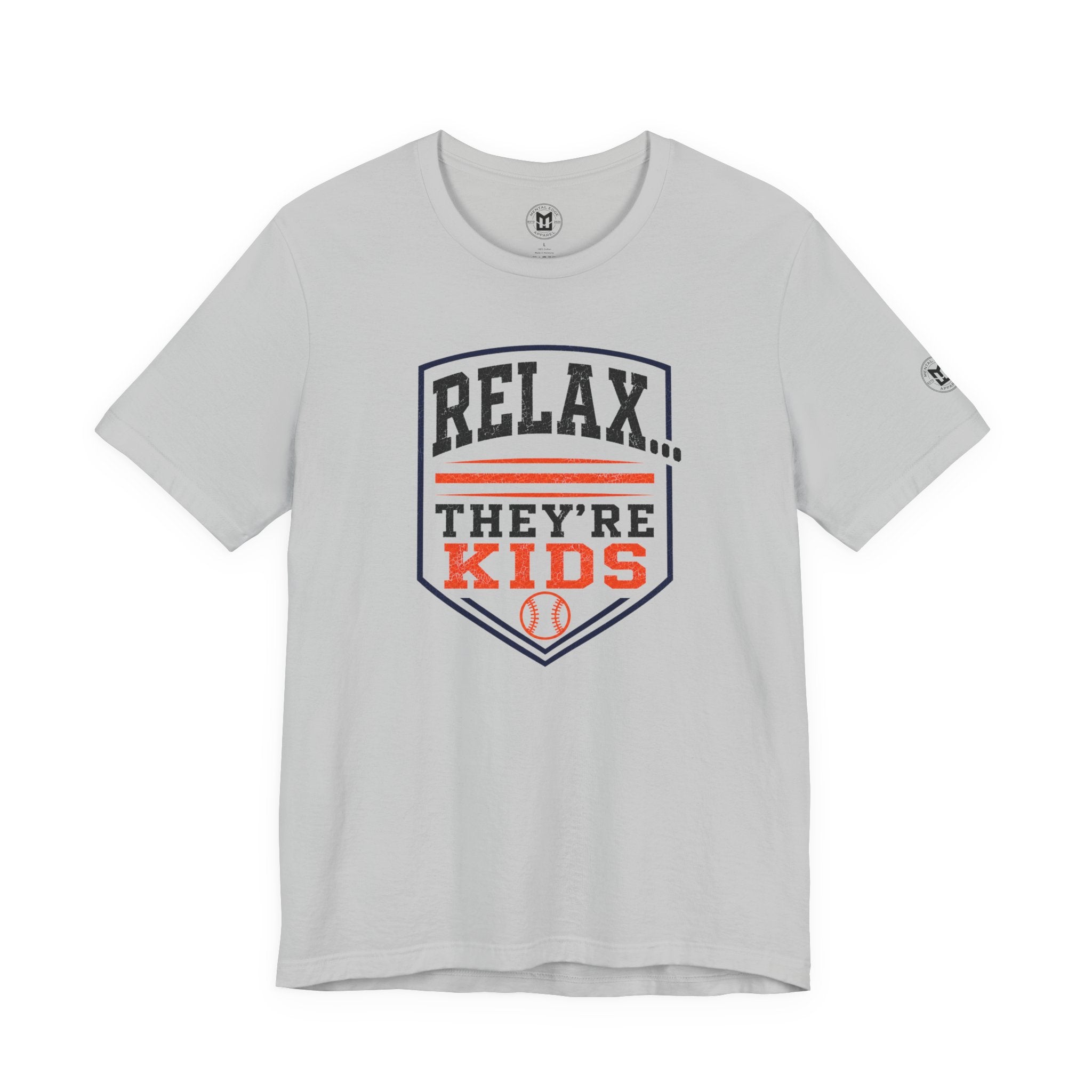 Relax They're Kids Baseball Parent T-Shirt — Black Orange