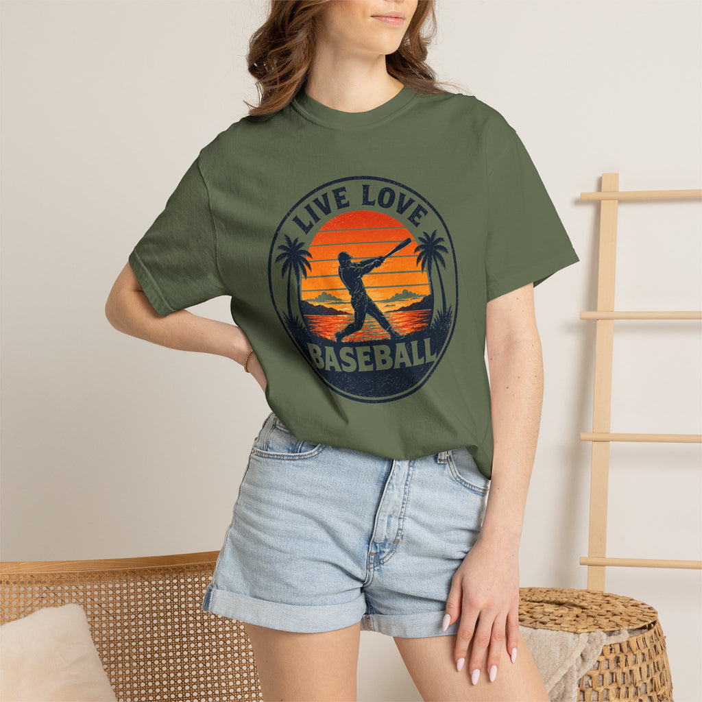 Live Love Baseball Unisex Garment-Dyed T-shirt