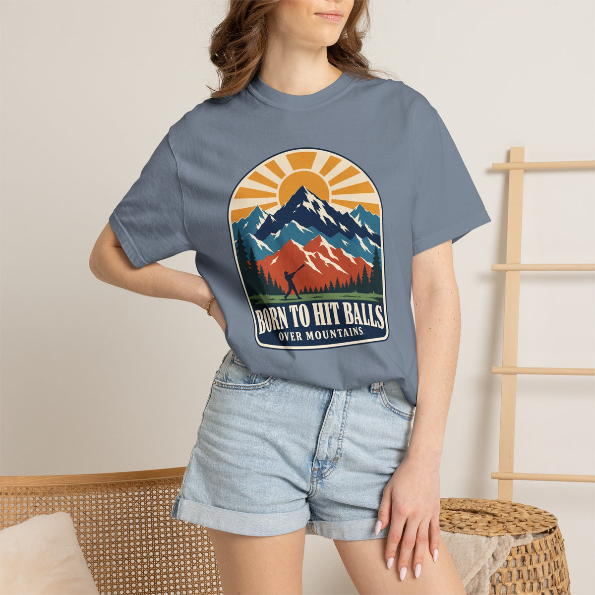 Born to Hit Balls Over Mountains T-Shirt — Unisex Vintage Mountain Comfort Colors Graphic Tee