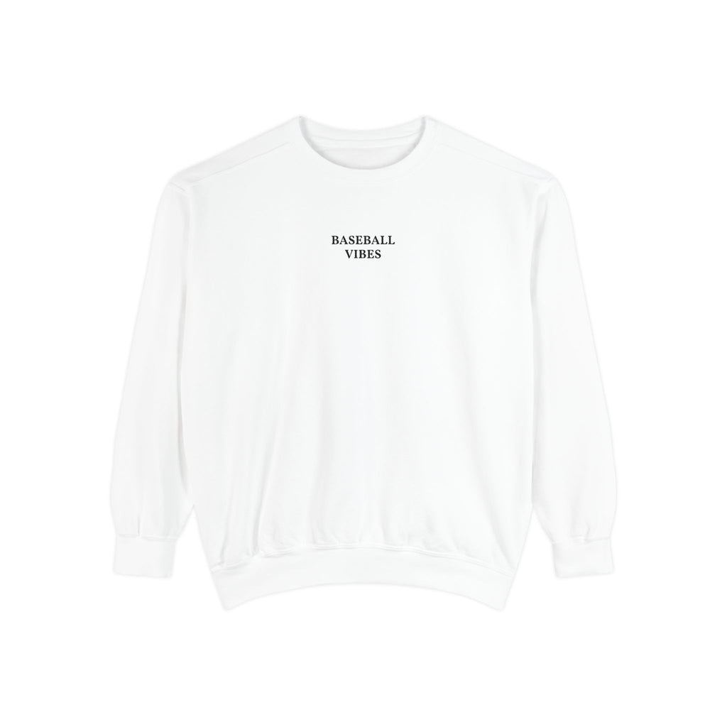 Baseball Vibes Sweatshirt — Minimalist White Crewneck