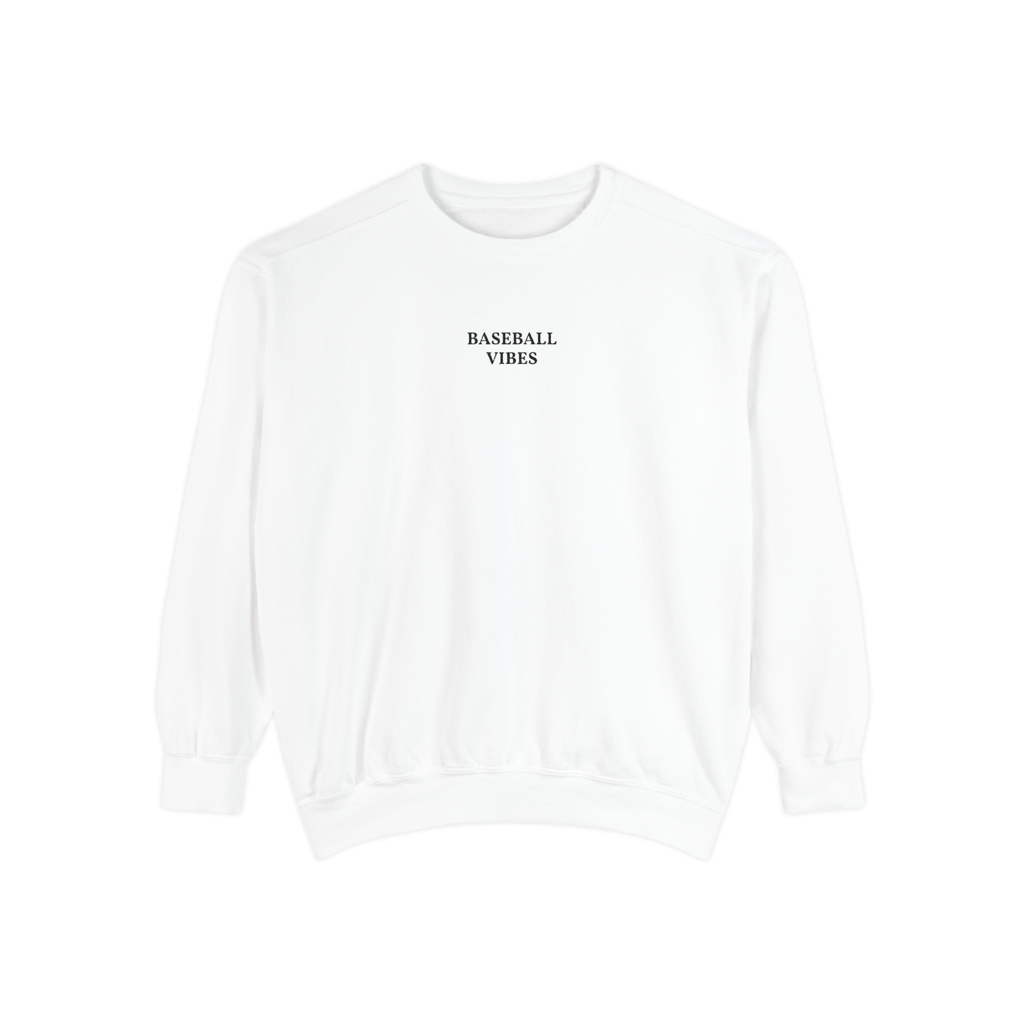 Baseball Vibes Sweatshirt — Minimalist White Crewneck