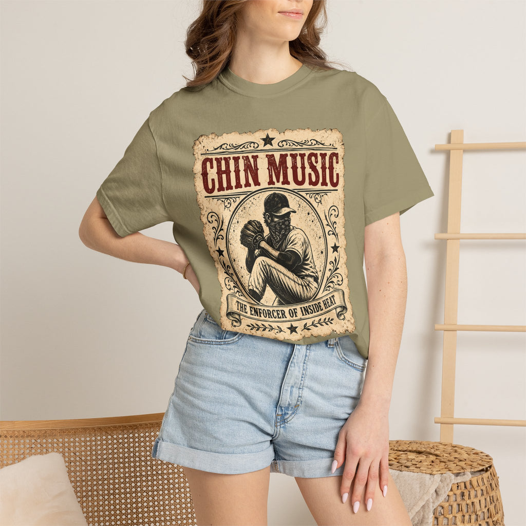 Adult Unisex "Chin Music Enforcer of Heat" Baseball Pitchers Comfort Colors Garment-Dyed T-shirt