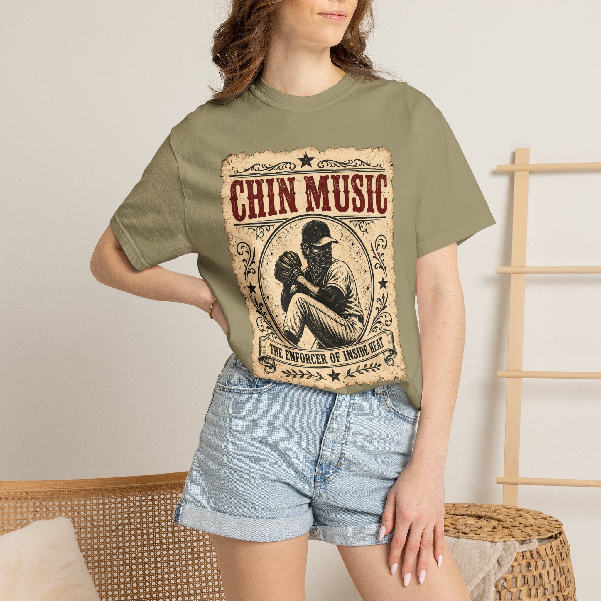 Adult Unisex "Chin Music Enforcer of Heat" Baseball Pitchers Comfort Colors Garment-Dyed T-shirt