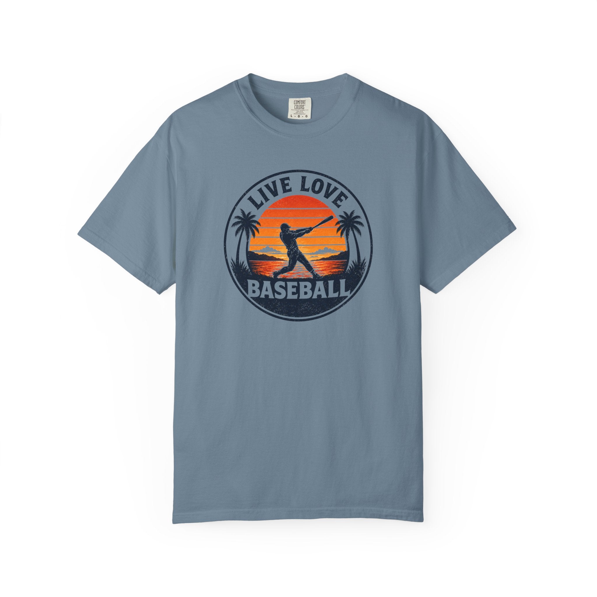 Live Love Baseball T-Shirt — Vintage Sunset Baseball Tee
