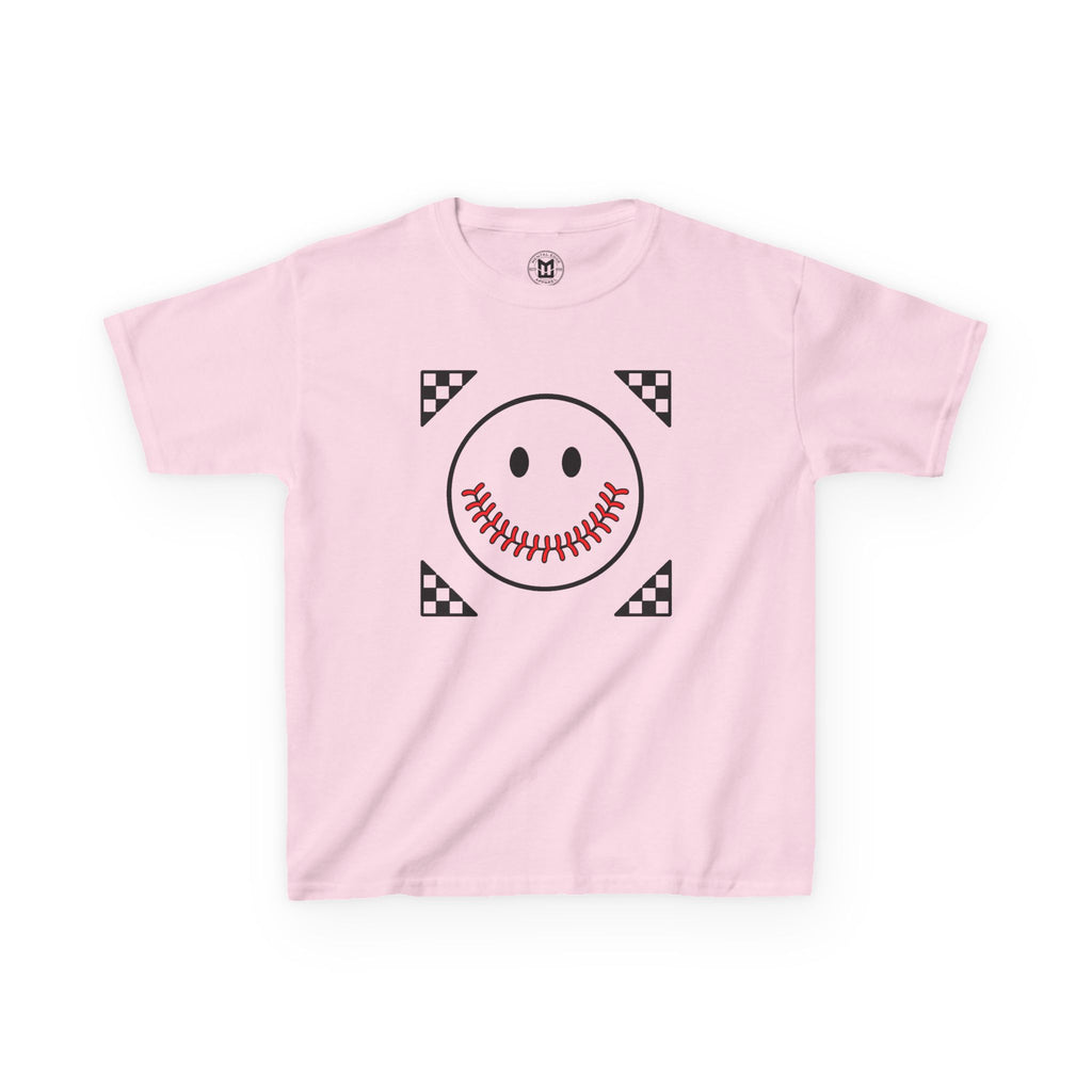 Kids T-Shirt — "Smily Baseball Seams Face" Baseball Tee