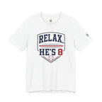 Relax...He's 8 Parents Baseball T-Shirt - Navy Red