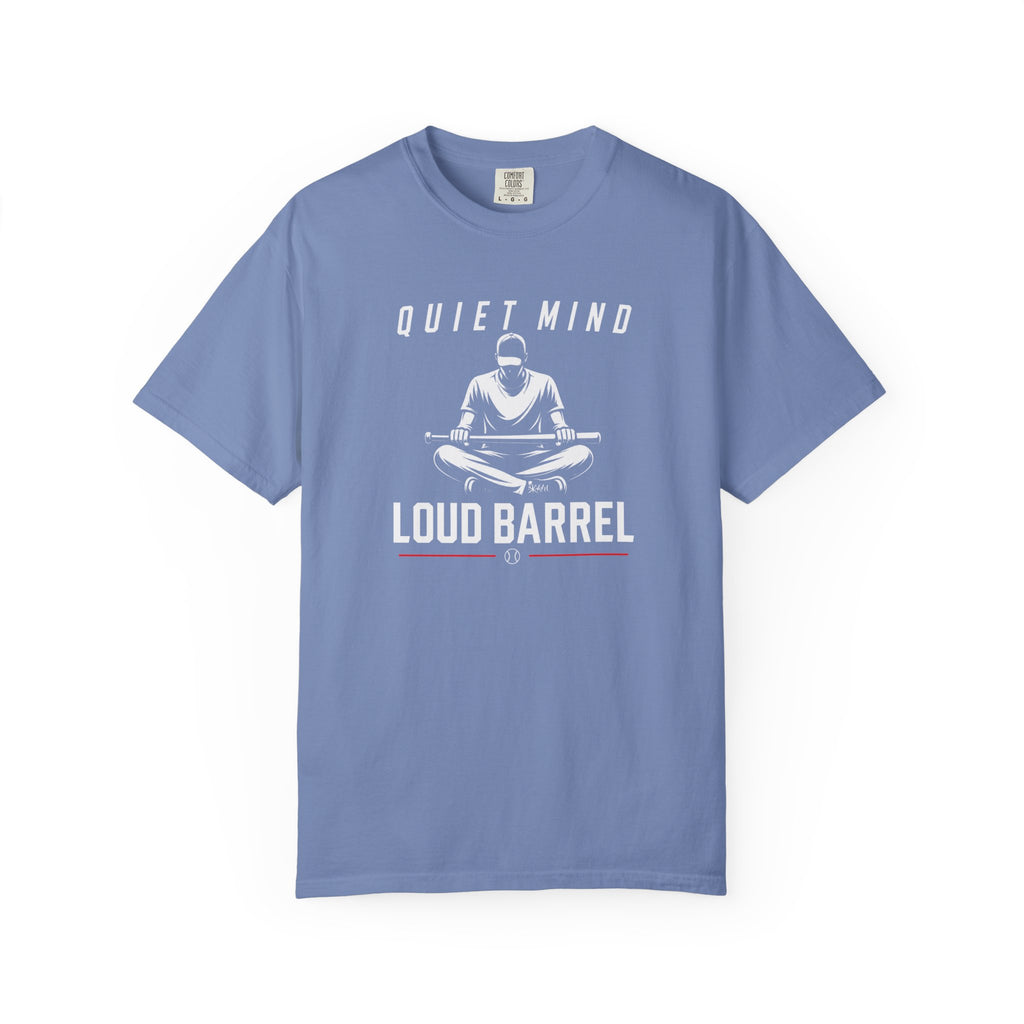 Quiet Mind Loud Barrel T-Shirt — Meditation Baseball Graphic Tee