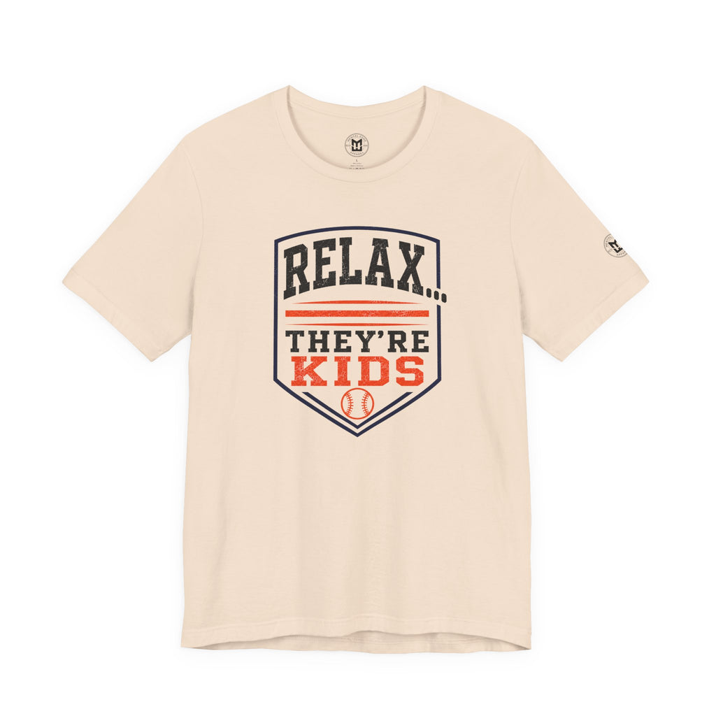 Relax They're Kids Baseball Parent T-Shirt — Black Orange