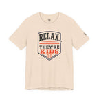 Relax They're Kids Baseball Parent T-Shirt — Black Orange