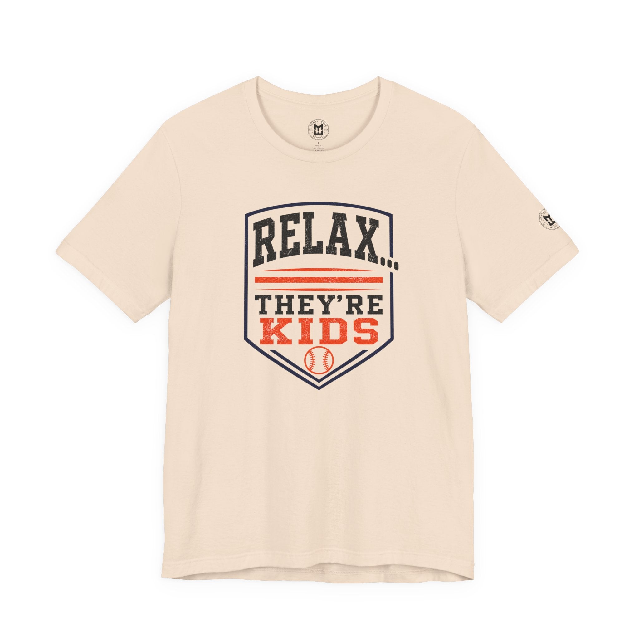 Relax They're Kids Baseball Parent T-Shirt — Black Orange