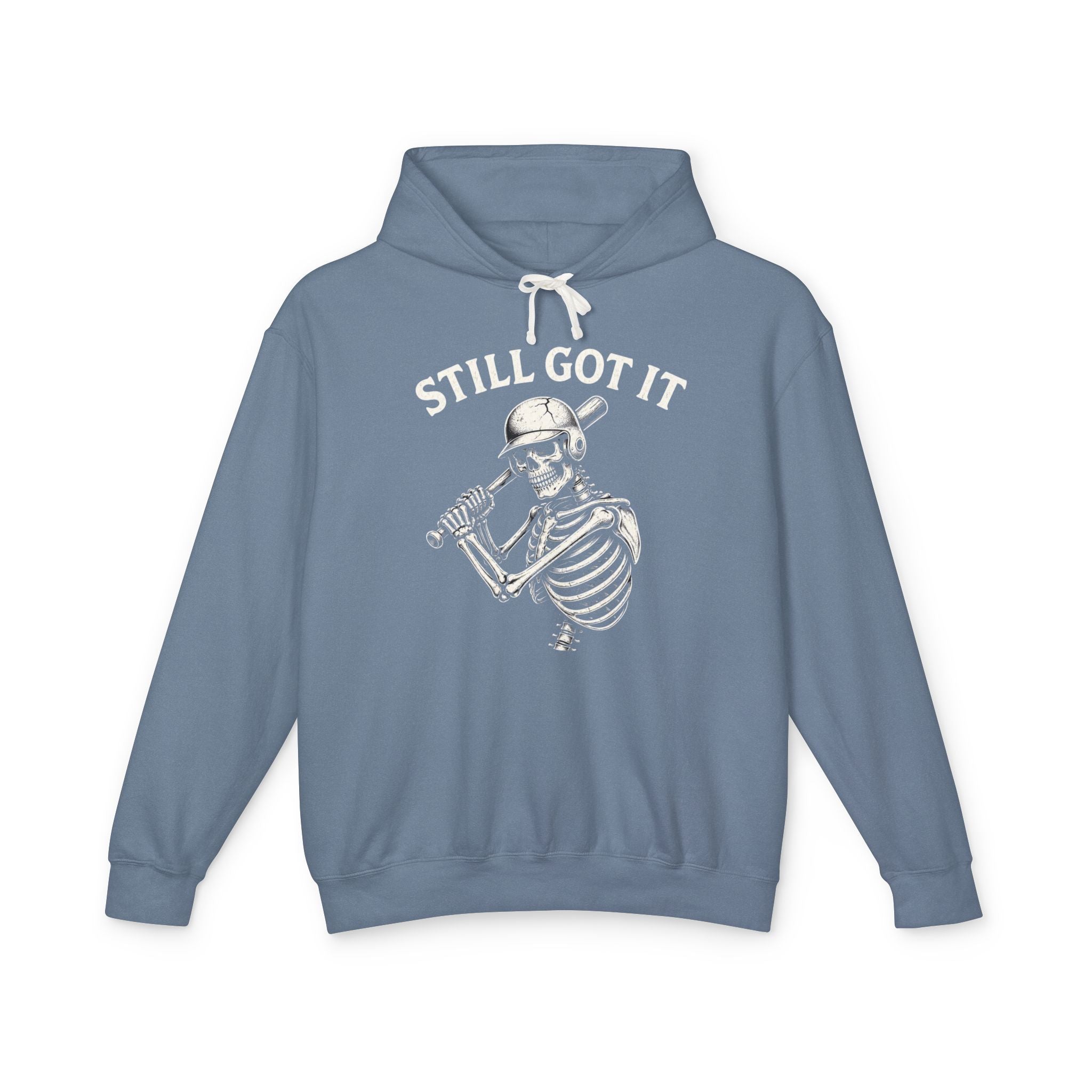 Still Got It Hoodie — Retro Skeleton Baseball Pullover