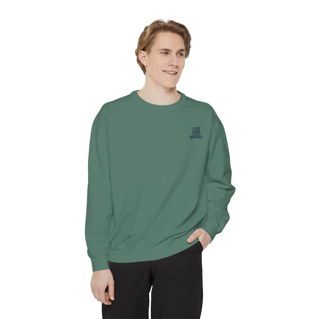 Baseball Sweatshirt — "Live Love Baseball" Vintage Sunset Crewneck Unisex