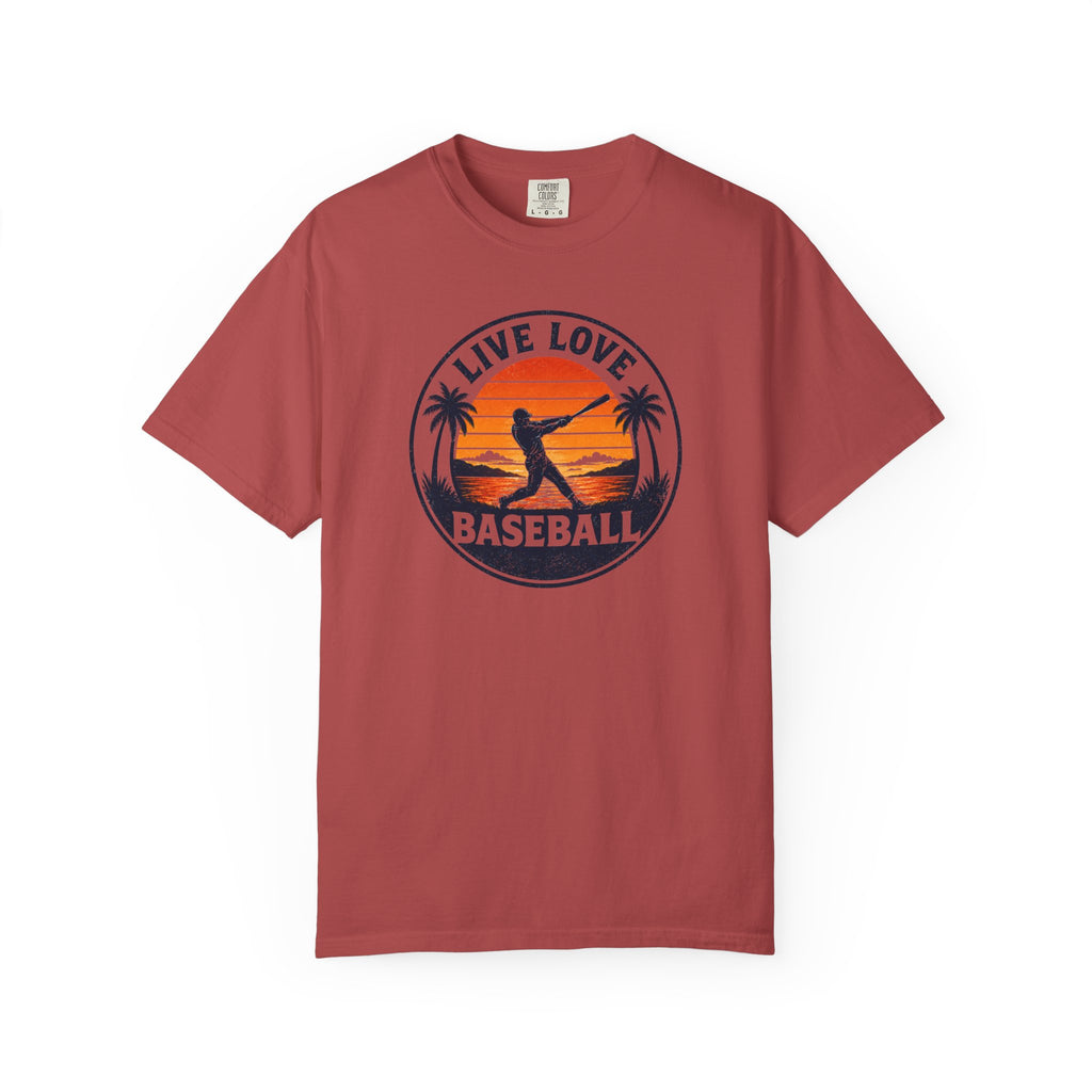 Live Love Baseball T-Shirt — Vintage Sunset Baseball Tee