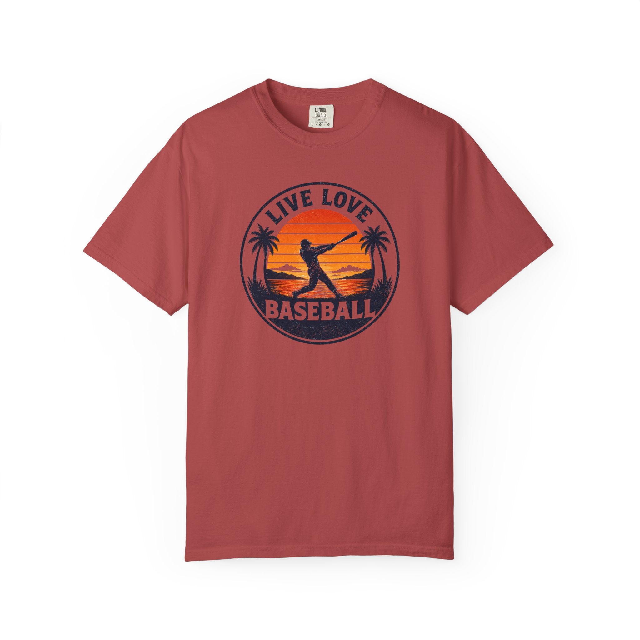 Live Love Baseball T-Shirt — Vintage Sunset Baseball Tee