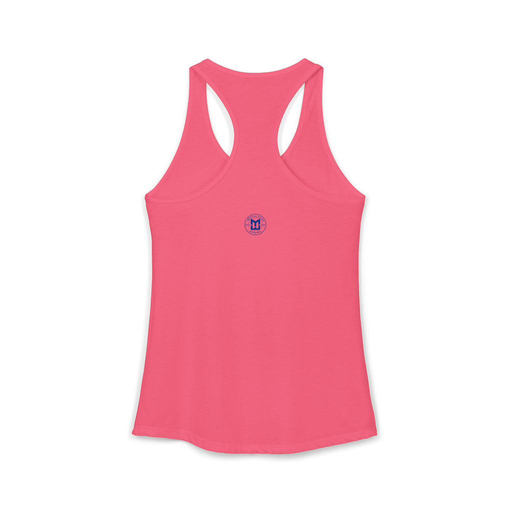 Relax He's 7 Baseball Mom Racerback Tank - Blue