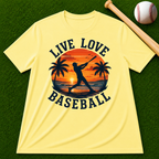 "Live Love Baseball" Sunset Palm Tee