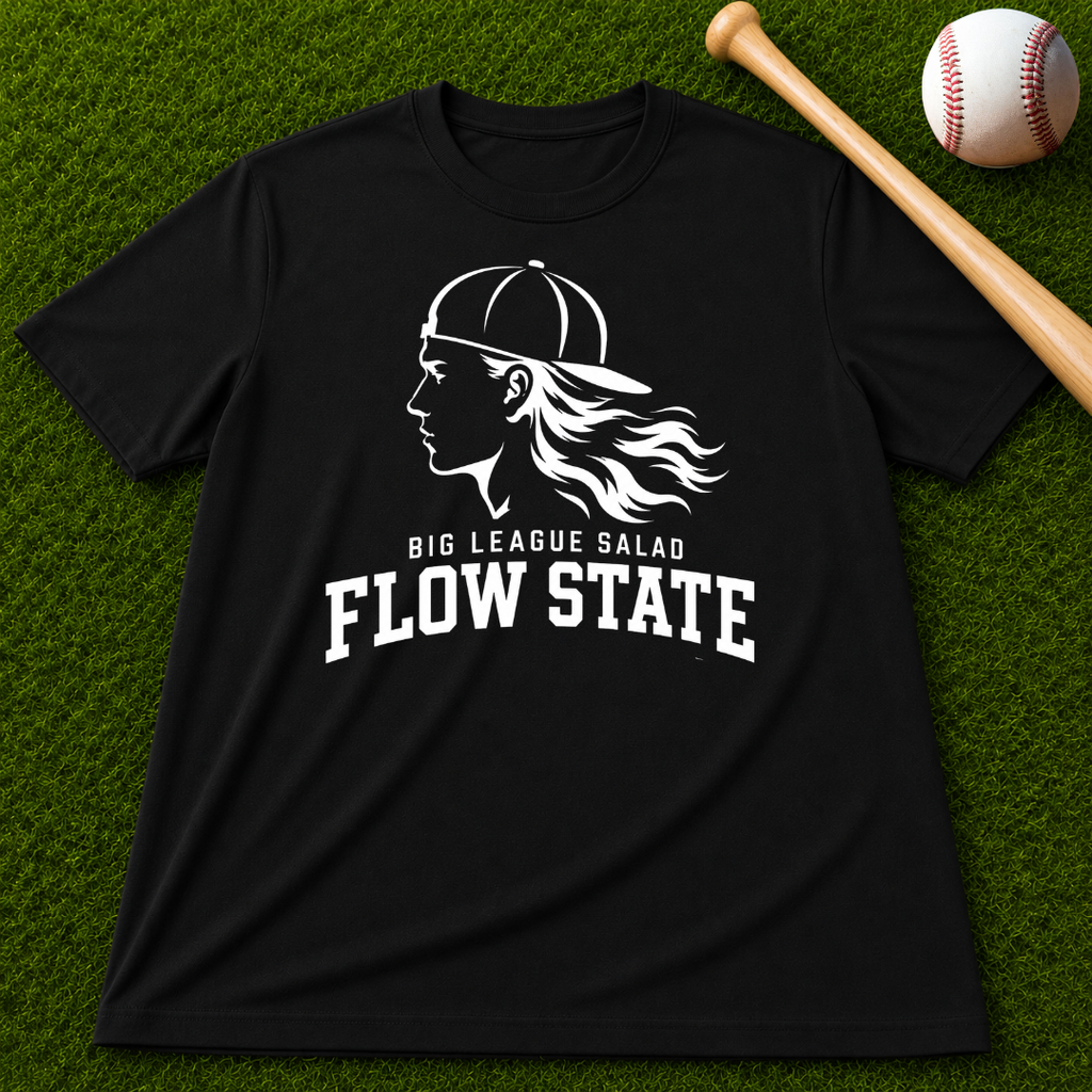 Flow State White Logo T-Shirt — Retro Athlete Graphic Tee