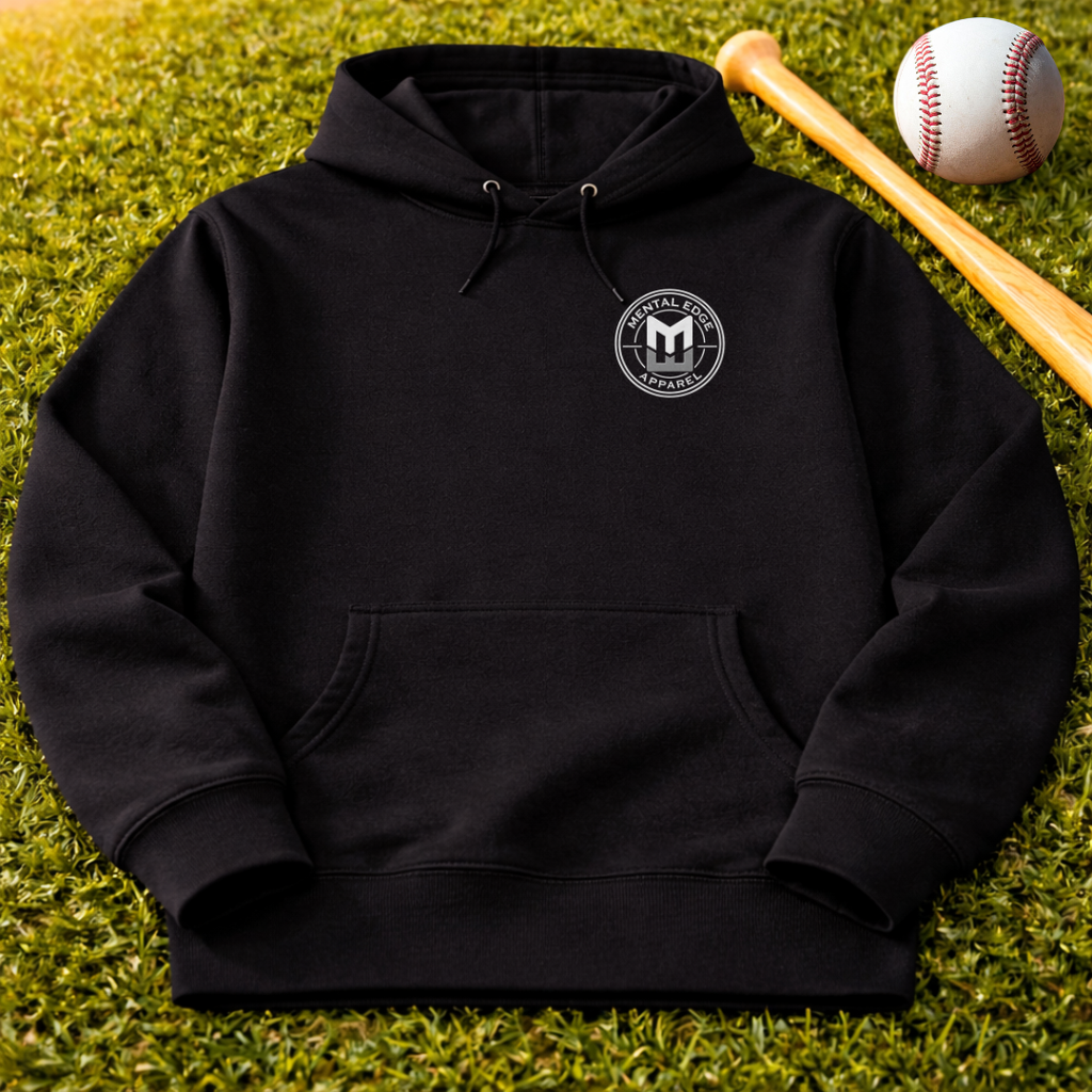 Mental Edge Embroidered Minimal Crest Hoodie — Eco Raglan Pullover