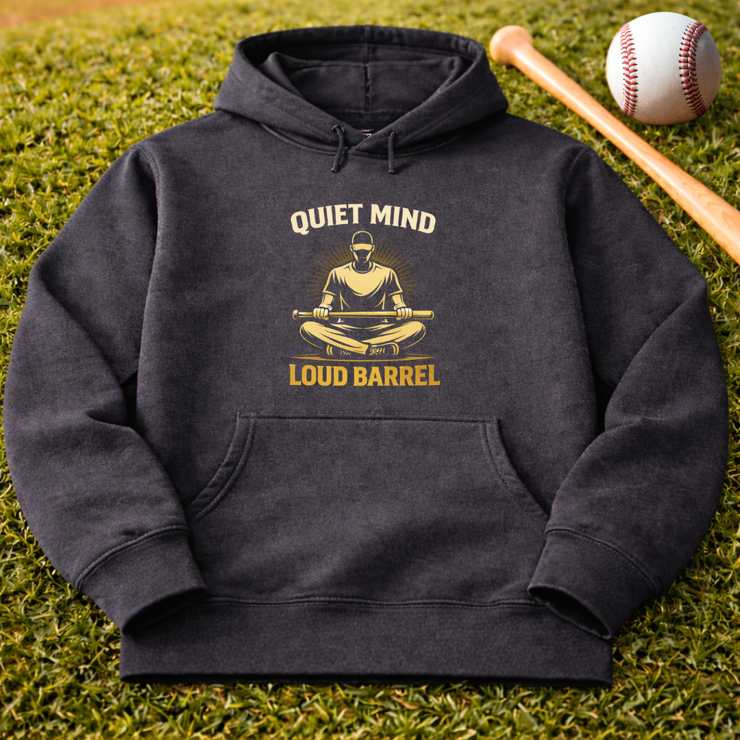 "Quiet Mind, Loud Barrel" Baseball Hoodie Meditation