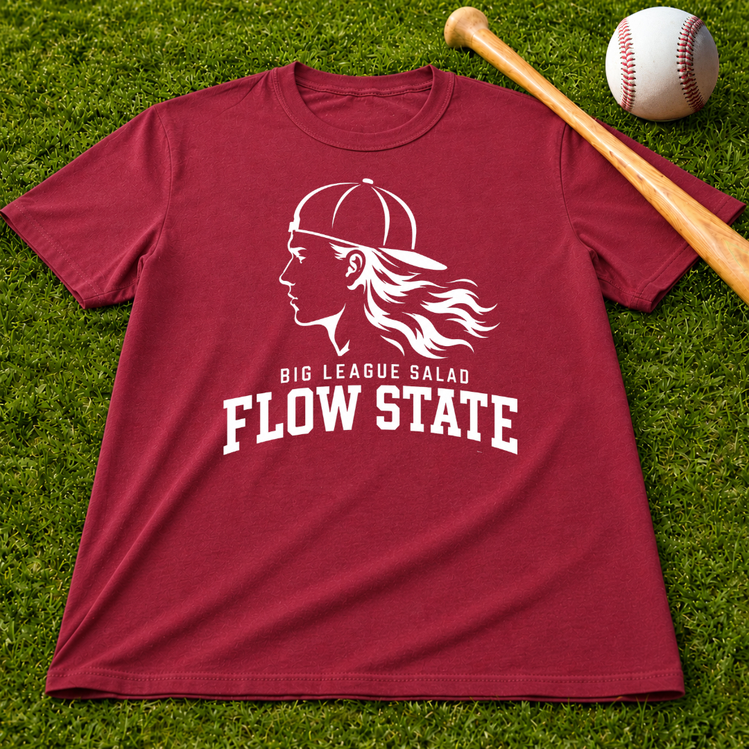 Flow State White Logo T-Shirt — Retro Athlete Graphic Tee