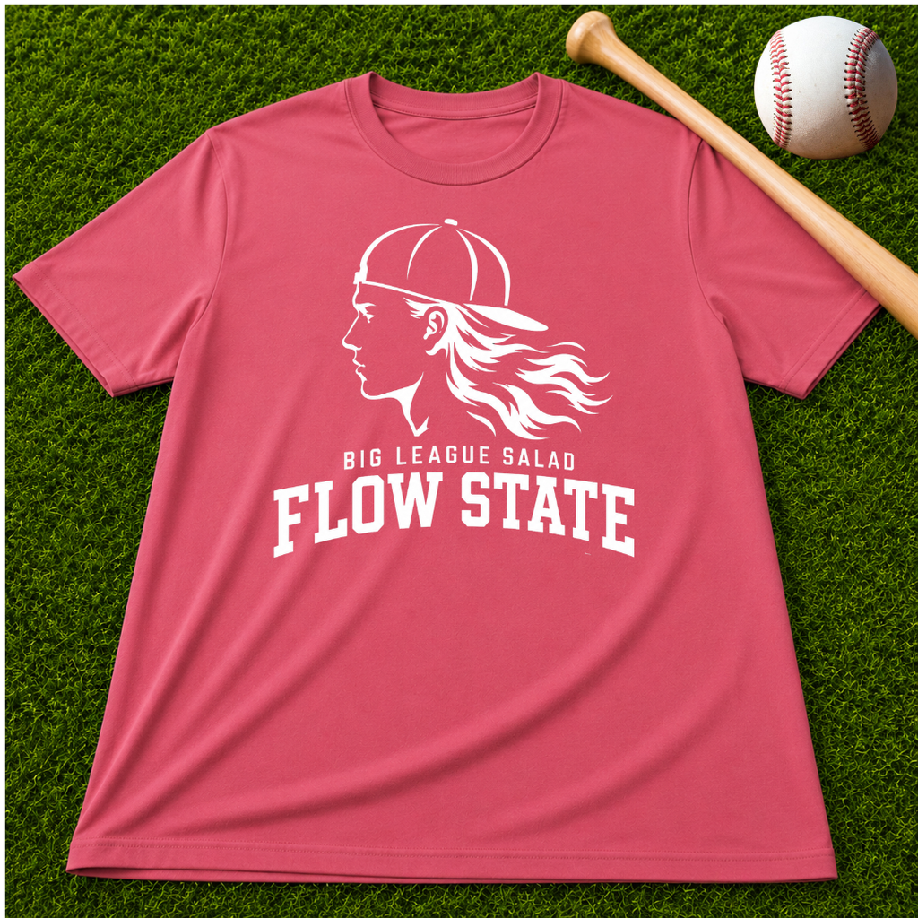 Flow State White Logo T-Shirt — Retro Athlete Graphic Tee
