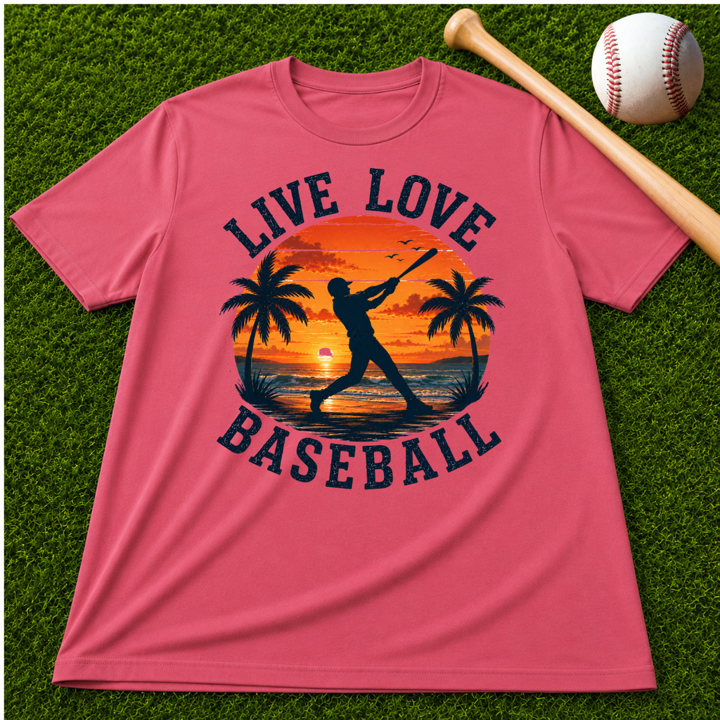 "Live Love Baseball" Sunset Palm Tee