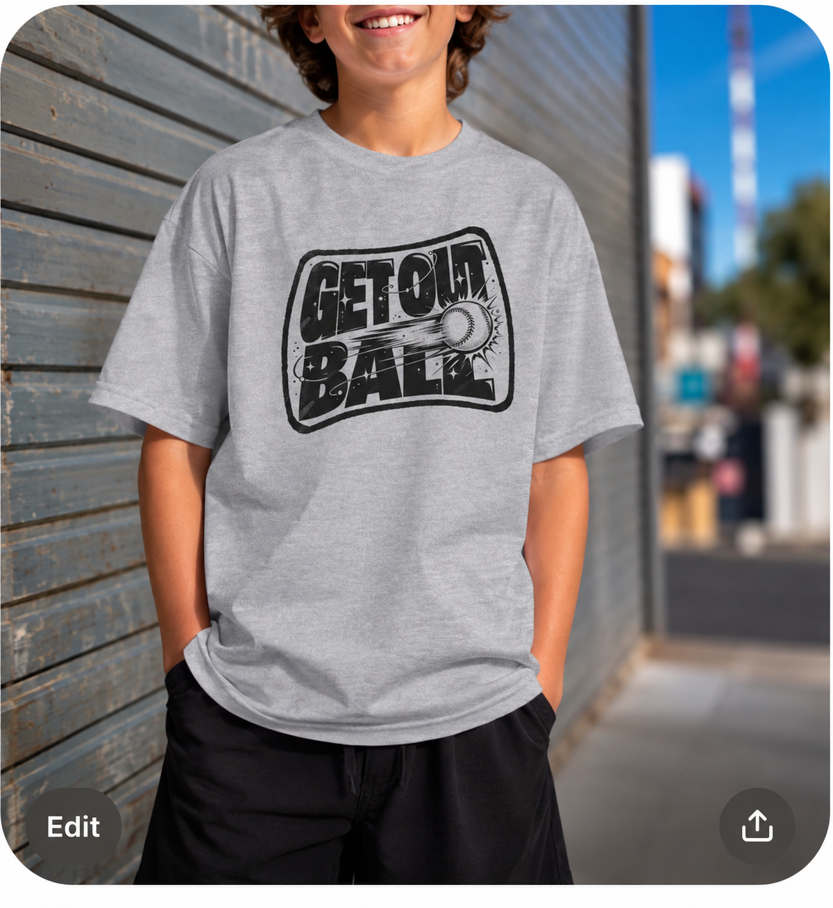Kids Tee — "GET OT BALL" Vintage Baseball Graphic